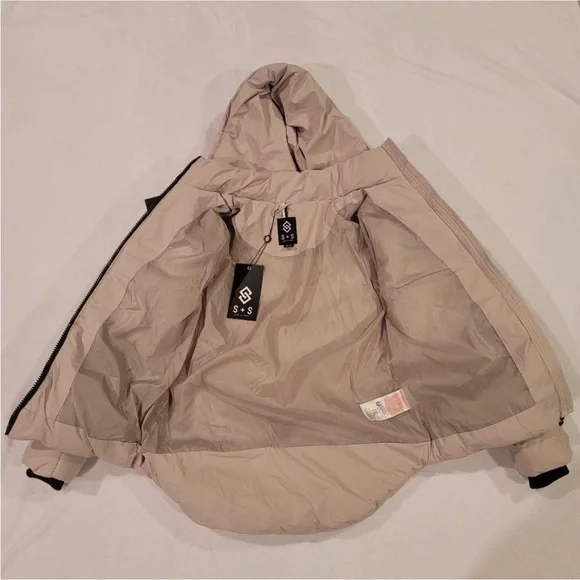 Anthro Black & Cream Hooded Puffer Jacket by Saint & Sinner - Picture 15 of 16